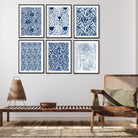 Navy Blue Botanical Wall Art Set Of 6 Paintings Walls Premium Wall Art Canvas by MeriDeewar