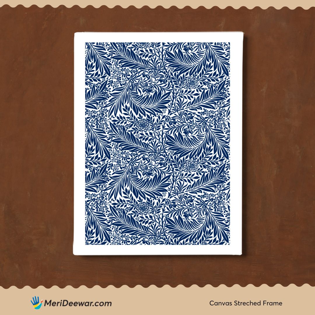 Navy Blue Botanical Wall Art Set Of 6 Paintings Walls Premium Wall Art Canvas by MeriDeewar
