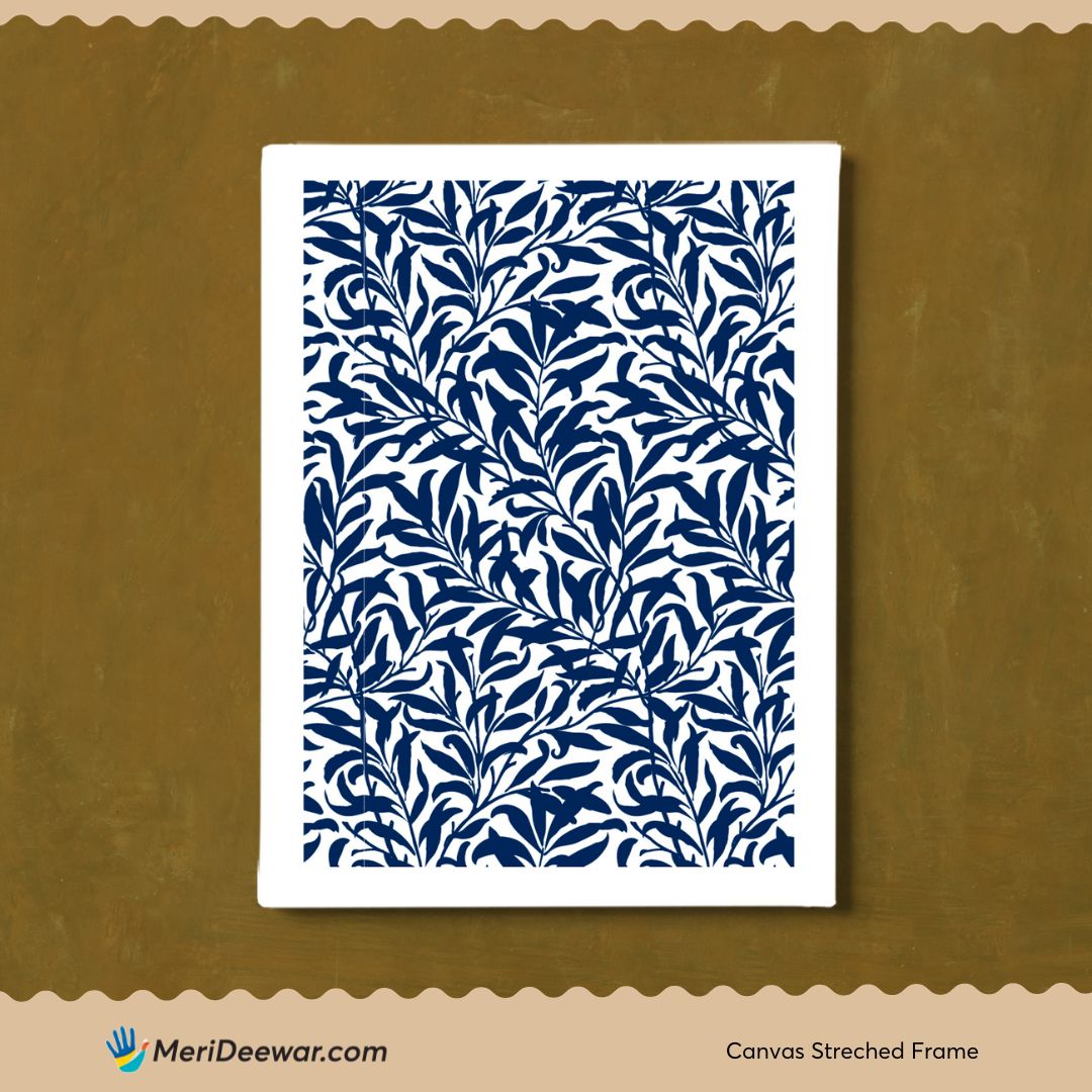 Navy Blue Botanical Wall Art Set Of 6 Paintings Walls Premium Wall Art Canvas by MeriDeewar