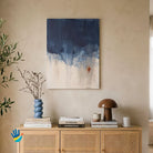 Neel | Indigo Tonal Abstract Wall Art 3 : 4 Vertical Premium Wall Art Canvas by MeriDeewar