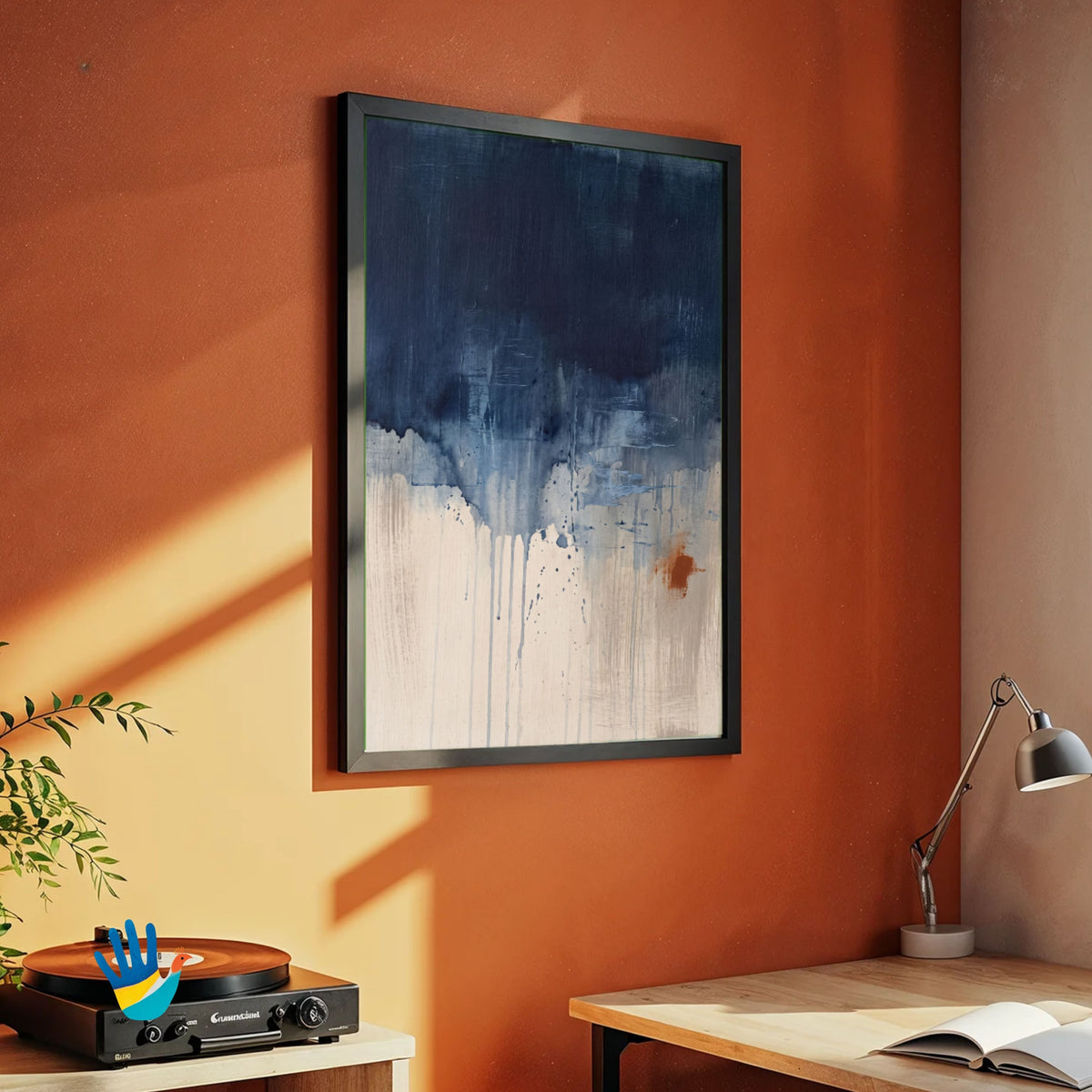 Neel | Indigo Tonal Abstract Wall Art 3 : 4 Vertical Premium Wall Art Canvas by MeriDeewar