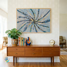 Neer Vortex | Cerulean Blue & Gold Leaf Abstract Wall Art 4 : 3 Horizontal Premium Wall Art Canvas by MeriDeewar