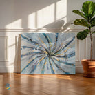 Neer Vortex | Cerulean Blue & Gold Leaf Abstract Wall Art 4 : 3 Horizontal Premium Wall Art Canvas by MeriDeewar