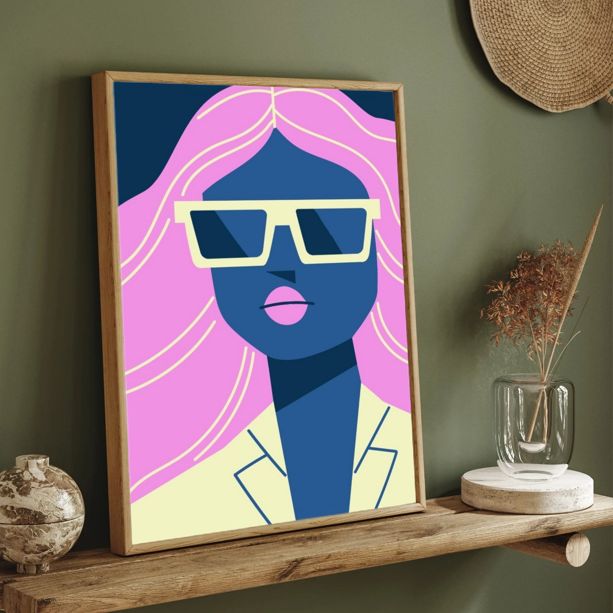 Neon Diva – Pop Art Woman Portrait Wall Art Print 2 : 3 Vertical Premium Wall Art Canvas by MeriDeewar