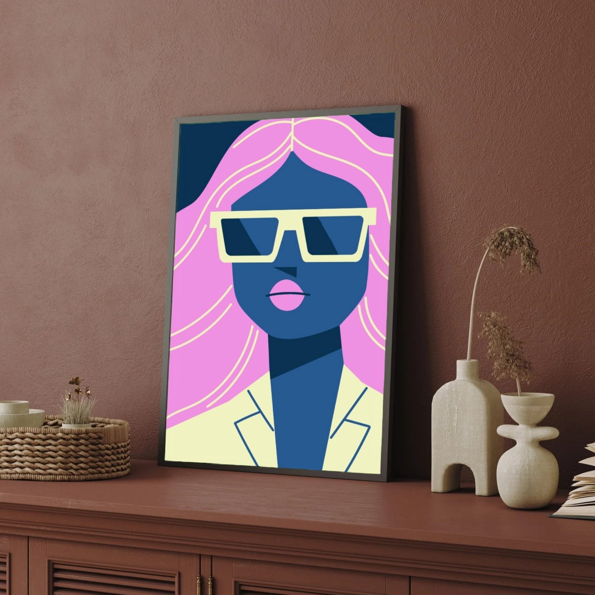 Neon Diva – Pop Art Woman Portrait Wall Art Print 2 : 3 Vertical Premium Wall Art Canvas by MeriDeewar