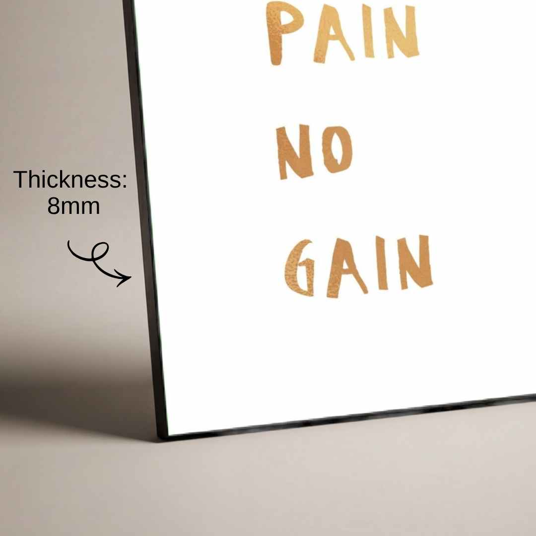 "No Pain No Gain" Minimalist Motivational Quote Poster | Vertical Borderless Art Frame Poster Premium Wall Art Canvas by MeriDeewar