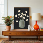 Nocturne Blooms | Modern Minimalist Floral Still Life Wall Art 3 : 4 Vertical Premium Wall Art Canvas by MeriDeewar