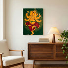 Nritya Ganesha | Traditional Kerala Mural Style Dancing Ganapati Wall Art 3 : 4 Vertical Premium Wall Art Canvas by MeriDeewar