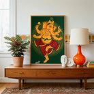 Nritya Ganesha | Traditional Kerala Mural Style Dancing Ganapati Wall Art 3 : 4 Vertical Premium Wall Art Canvas by MeriDeewar