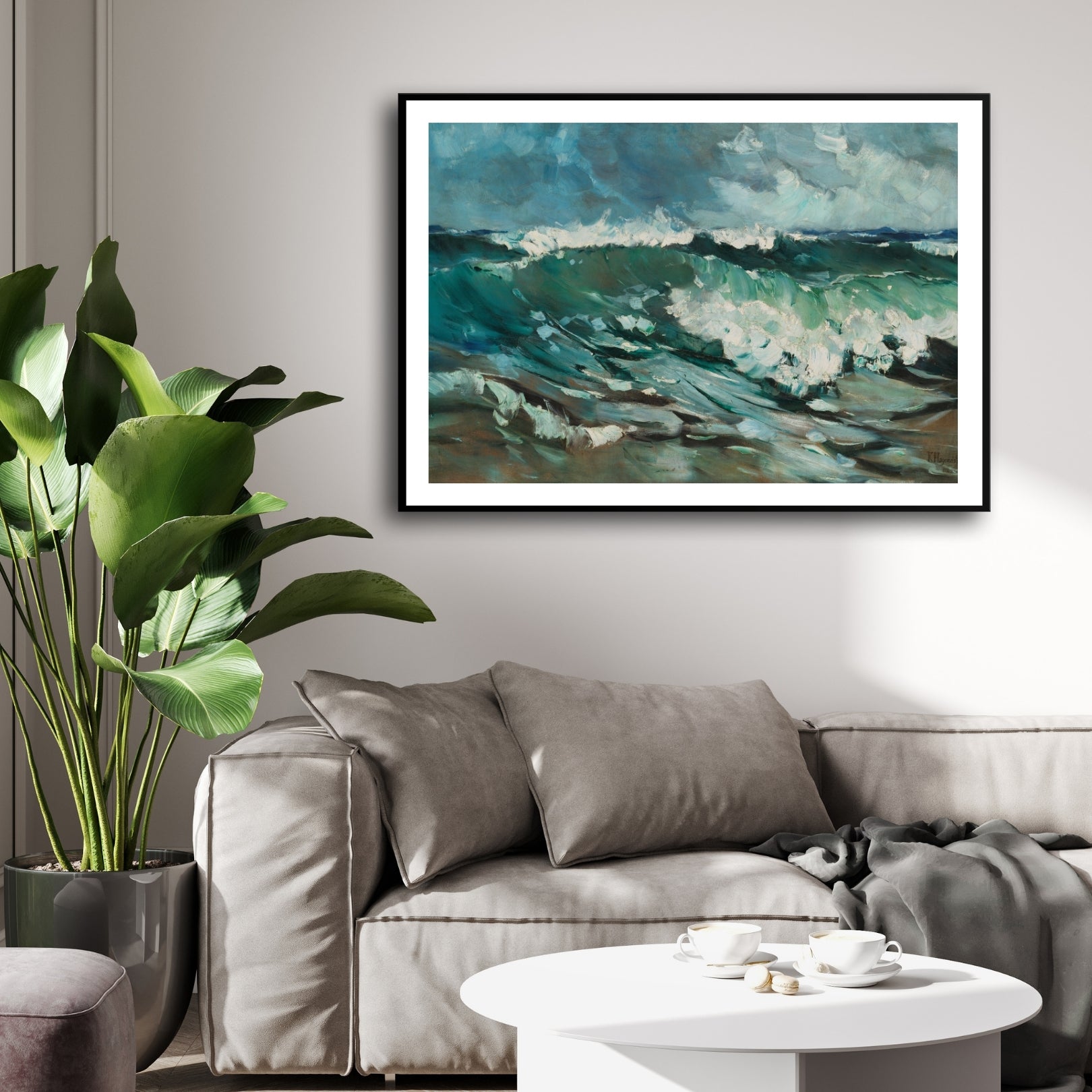 Ocean Fury – Expressive Seascape Wall Art with Crashing Waves 2 : 3 Horizontal Premium Wall Art Canvas by MeriDeewar