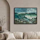Ocean Fury – Expressive Seascape Wall Art with Crashing Waves 2 : 3 Horizontal Premium Wall Art Canvas by MeriDeewar