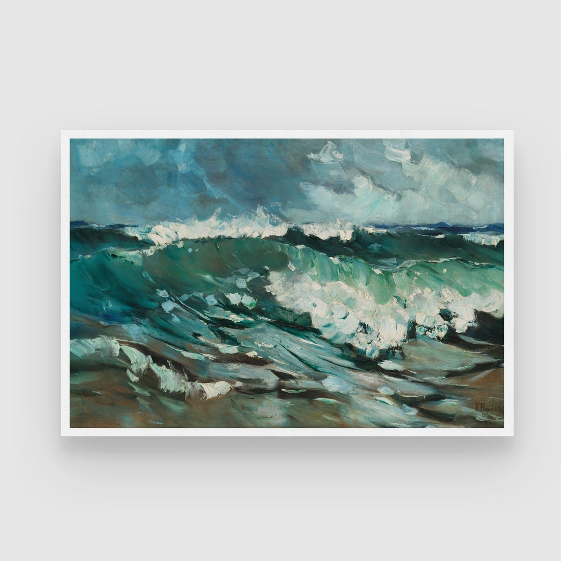 Ocean Fury – Expressive Seascape Wall Art with Crashing Waves 2 : 3 Horizontal Premium Wall Art Canvas by MeriDeewar
