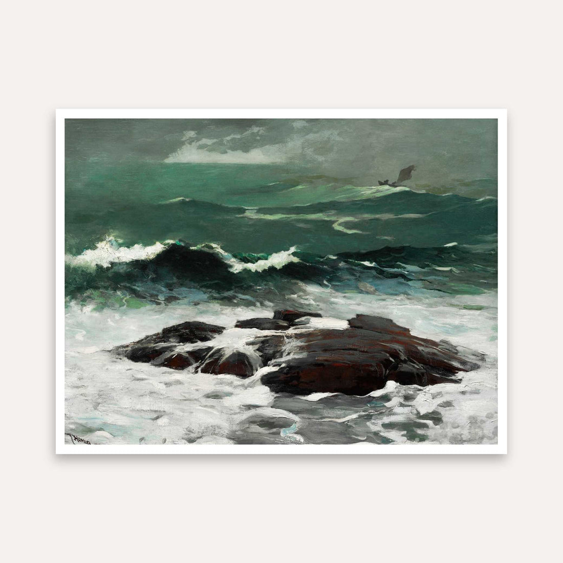 Ocean Seascape Painting for Living Room | Dramatic Stormy Sea Wall Art | Giclée Print 4 : 3 Horizontal Premium Wall Art Canvas by MeriDeewar