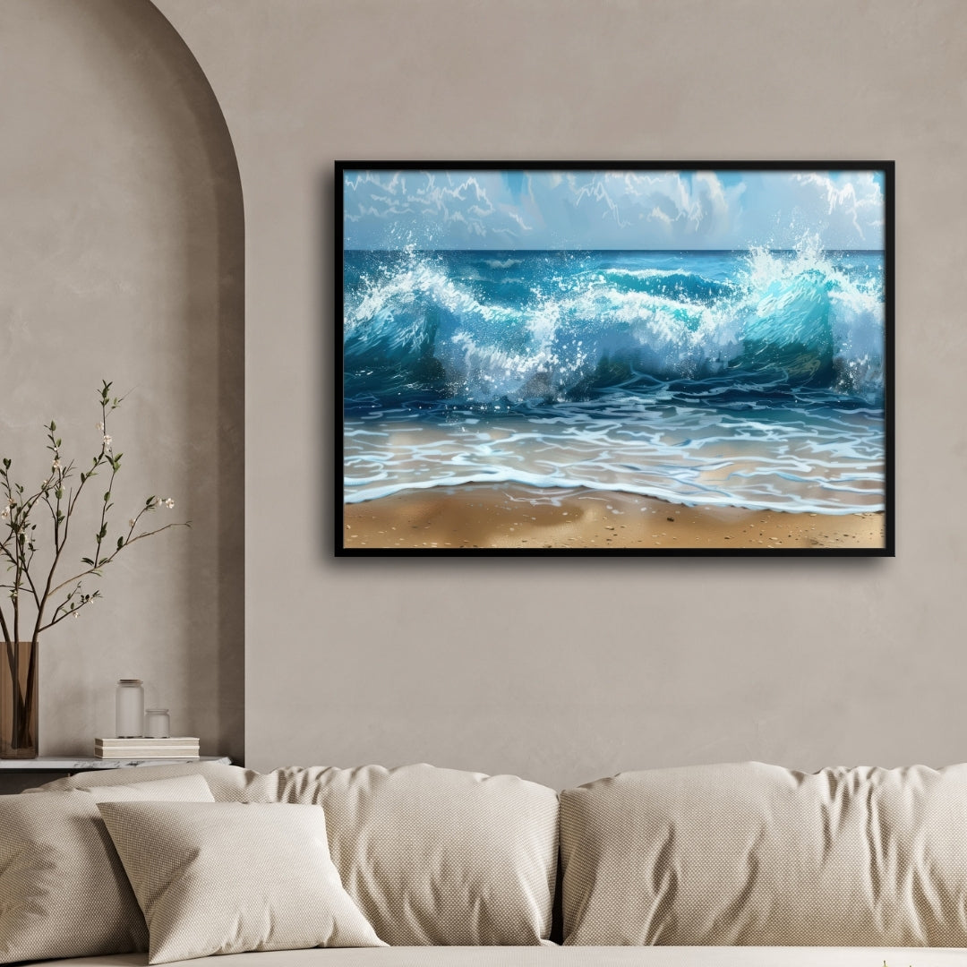 Ocean Symphony – Waves of Tranquility 2 : 3 Horizontal Premium Wall Art Canvas by MeriDeewar