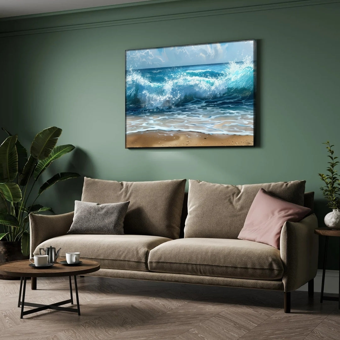 Ocean Symphony – Waves of Tranquility 2 : 3 Horizontal Premium Wall Art Canvas by MeriDeewar