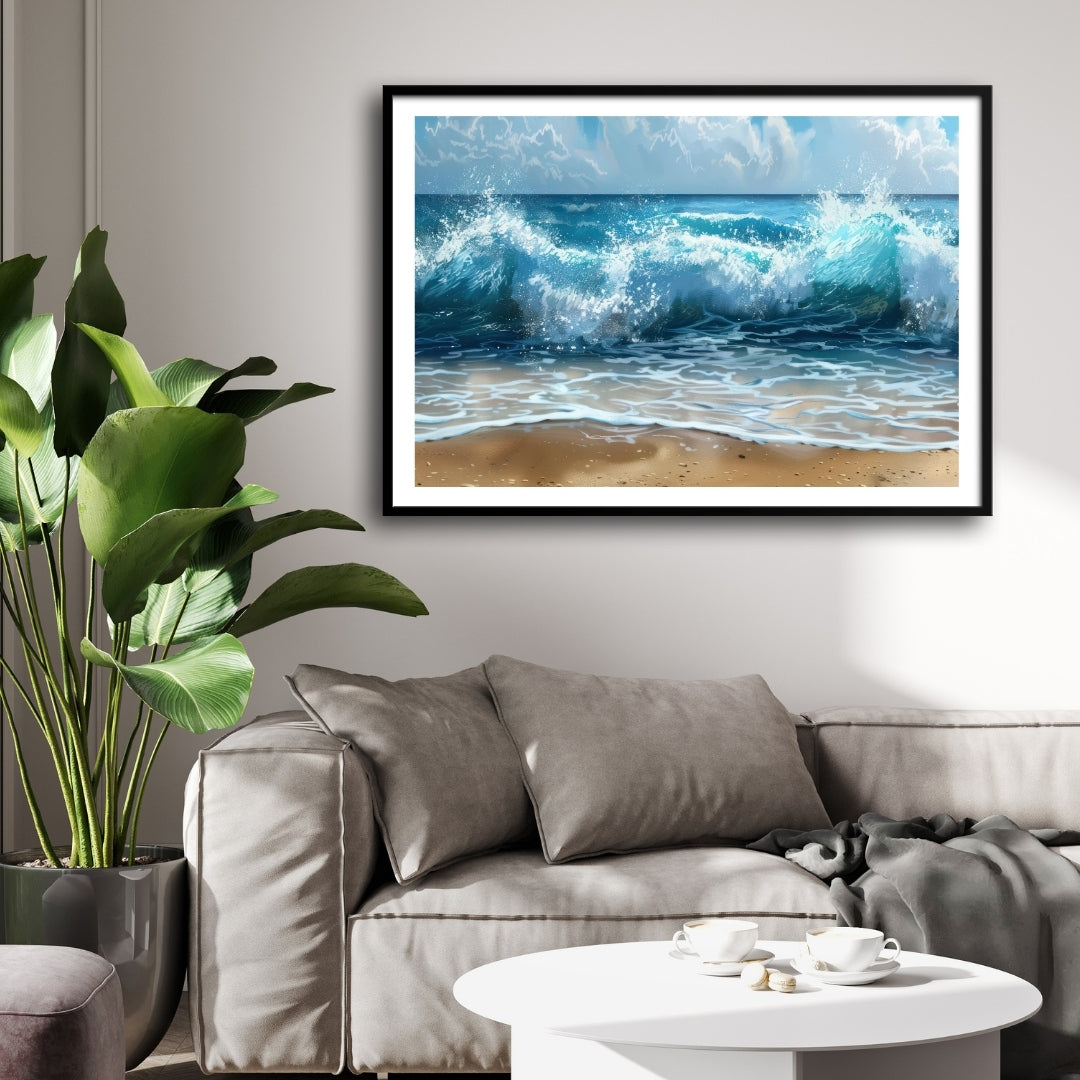 Ocean Symphony – Waves of Tranquility 2 : 3 Horizontal Premium Wall Art Canvas by MeriDeewar