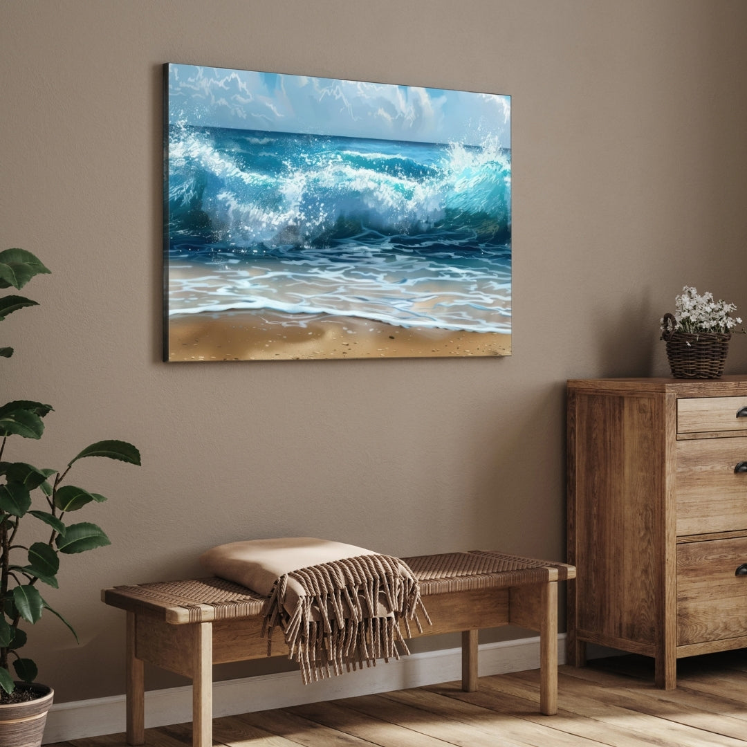 Ocean Symphony – Waves of Tranquility 2 : 3 Horizontal Premium Wall Art Canvas by MeriDeewar