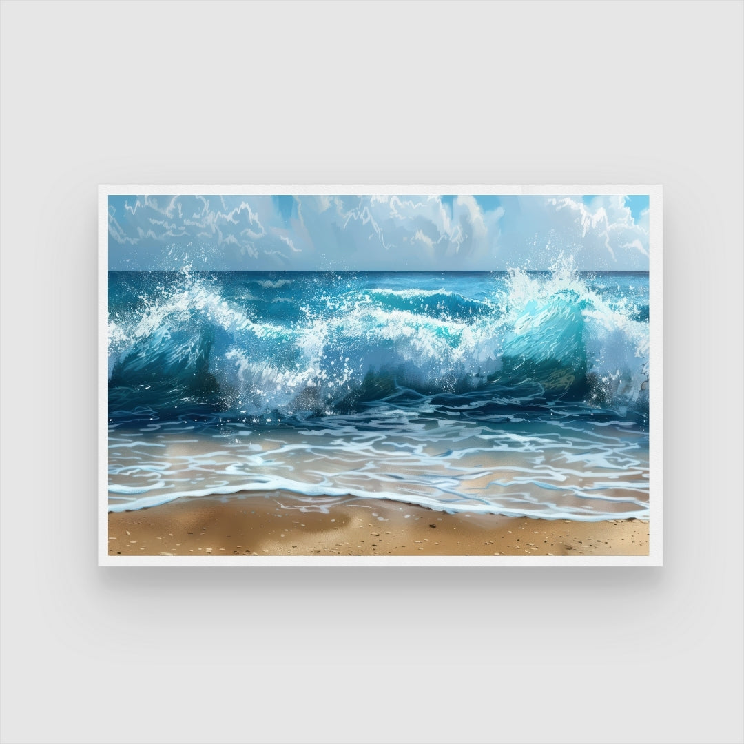 Ocean Symphony – Waves of Tranquility 2 : 3 Horizontal Premium Wall Art Canvas by MeriDeewar