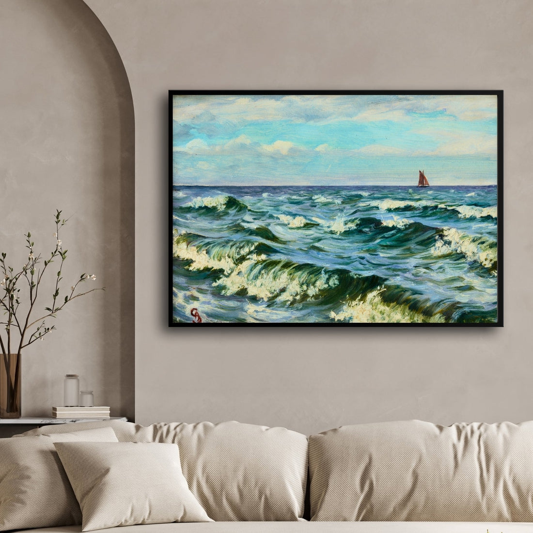 Ocean Wave Seascape Wall Art 2 : 3 Horizontal Premium Wall Art Canvas by MeriDeewar
