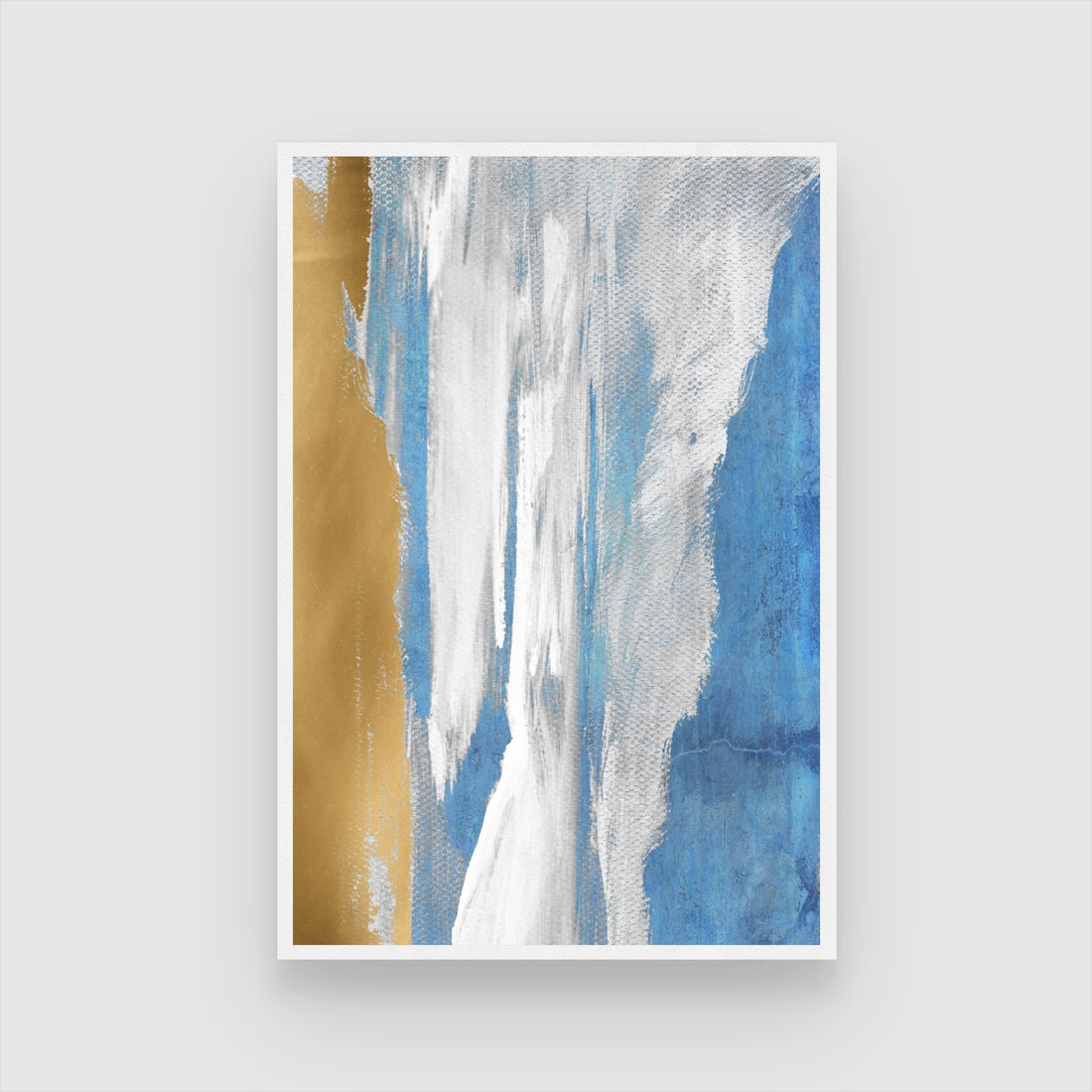 Ocean Whisper – Modern Blue and Gold Wall Art on Canvas 2 : 3 Vertical Premium Wall Art Canvas by MeriDeewar