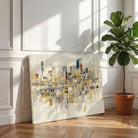 Ochre Metropolis | Modern Abstract Cityscape Framed Wall Art 4 : 3 Horizontal Premium Wall Art Canvas by MeriDeewar