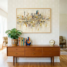 Ochre Metropolis | Modern Abstract Cityscape Framed Wall Art 4 : 3 Horizontal Premium Wall Art Canvas by MeriDeewar