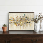 Ochre Metropolis | Modern Abstract Cityscape Framed Wall Art 4 : 3 Horizontal Premium Wall Art Canvas by MeriDeewar