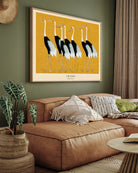 Ogata Korin Flock of Japanese Red Crown Cranes 3 : 4 Horizontal New Premium Wall Art Canvas by MeriDeewar