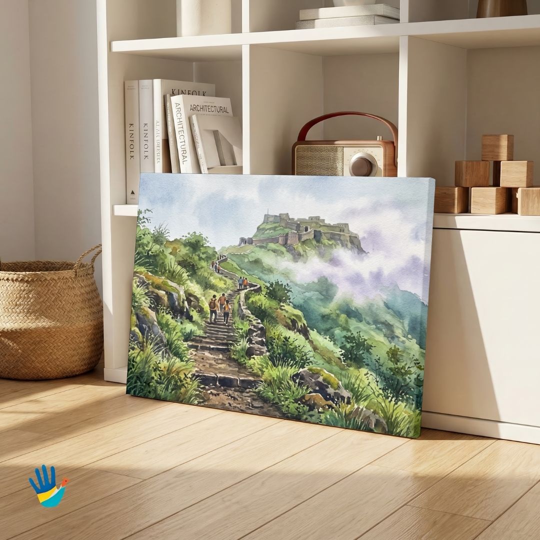 Old Sinhagad | Pune Sahyadri Mountain Citadel Heritage Framed Art 4 : 3 Horizontal Premium Wall Art Canvas by MeriDeewar