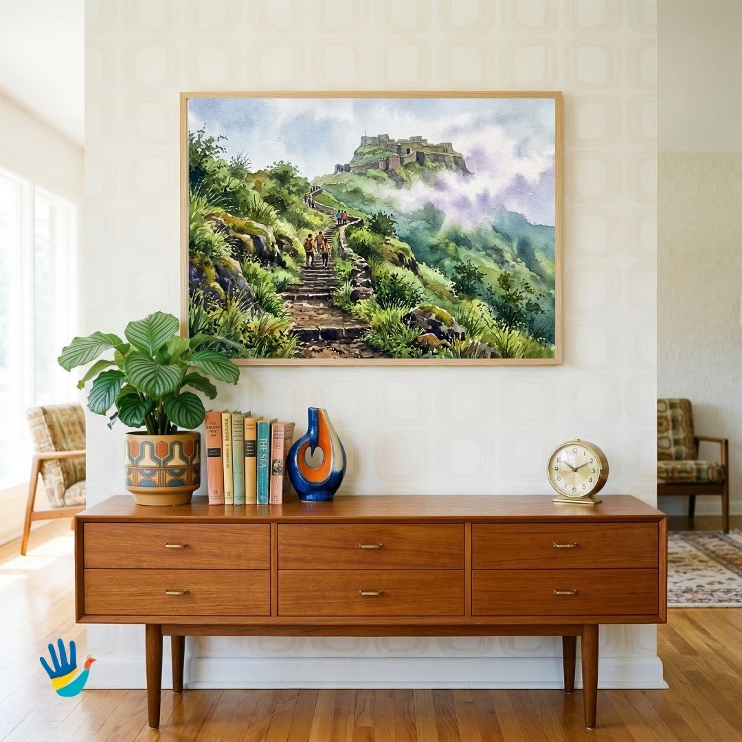 Old Sinhagad | Pune Sahyadri Mountain Citadel Heritage Framed Art 4 : 3 Horizontal Premium Wall Art Canvas by MeriDeewar