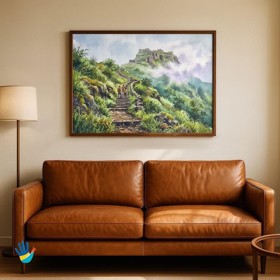 Old Sinhagad | Pune Sahyadri Mountain Citadel Heritage Framed Art 4 : 3 Horizontal Premium Wall Art Canvas by MeriDeewar