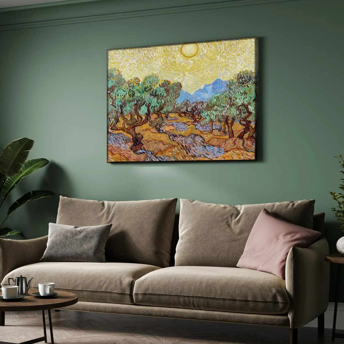 Olive Trees Scenery Painting for Living Room | Van Gogh Nature Wall Art | MeriDeewar 4 : 3 Horizontal Premium Wall Art Canvas by MeriDeewar