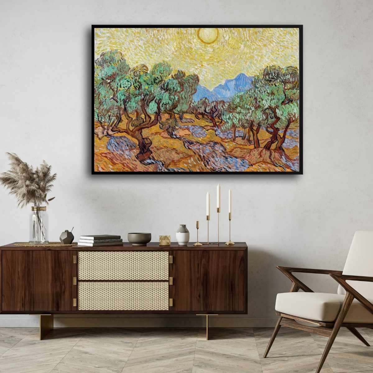Olive Trees Scenery Painting for Living Room | Van Gogh Nature Wall Art | MeriDeewar 4 : 3 Horizontal Premium Wall Art Canvas by MeriDeewar