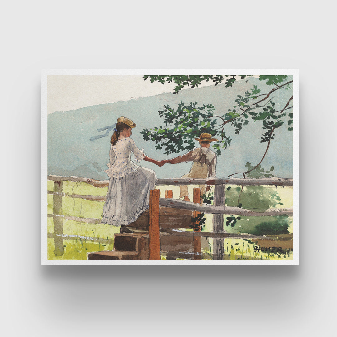 On the Stile Painting by Winslow Homer 3 : 4 Horizontal New Premium Wall Art Canvas by MeriDeewar
