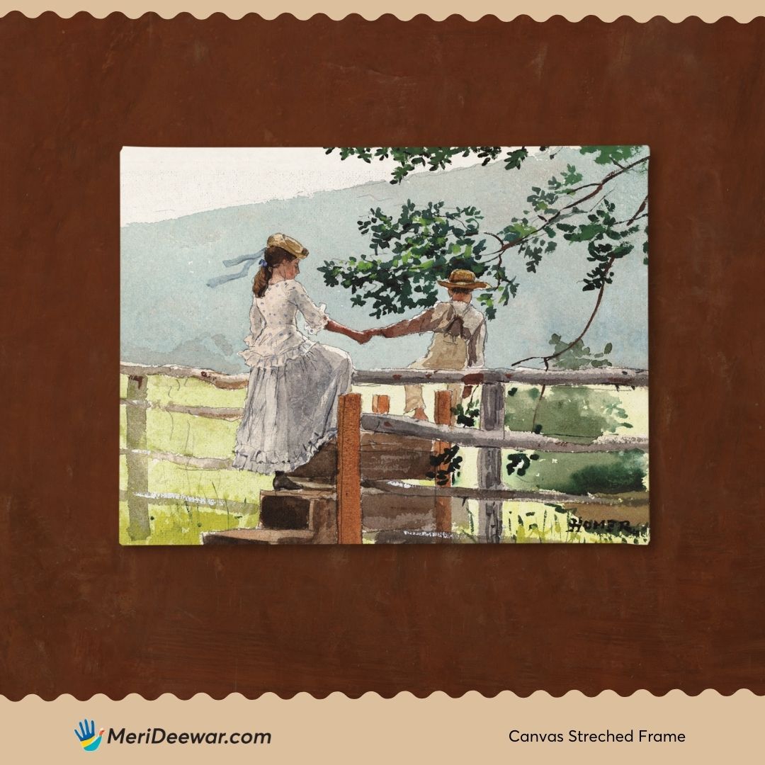 On the Stile Painting by Winslow Homer 3 : 4 Horizontal New Premium Wall Art Canvas by MeriDeewar