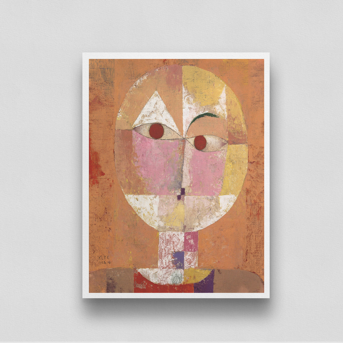 Orange Geometric Face/ Senecio Painting by Paul Klee 3 : 4 Vertical New Premium Wall Art Canvas by MeriDeewar
