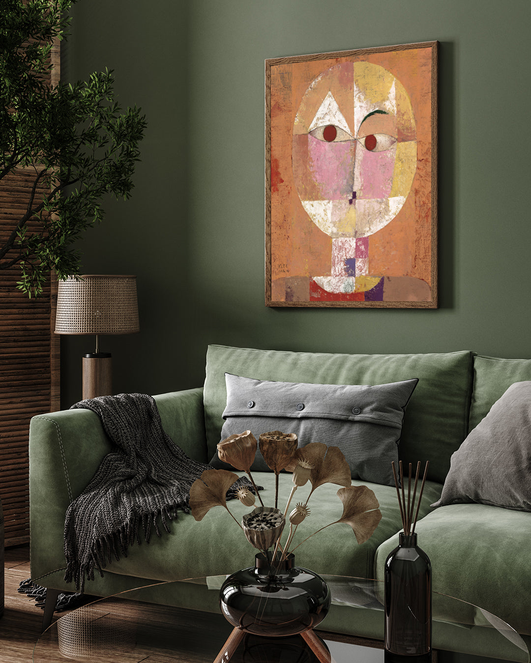 Orange Geometric Face/ Senecio Painting by Paul Klee 3 : 4 Vertical New Premium Wall Art Canvas by MeriDeewar