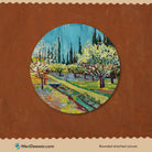 Orchard Bordered Painting Circular Canvas Frame Circular Canvas Frame Premium Wall Art Canvas by MeriDeewar