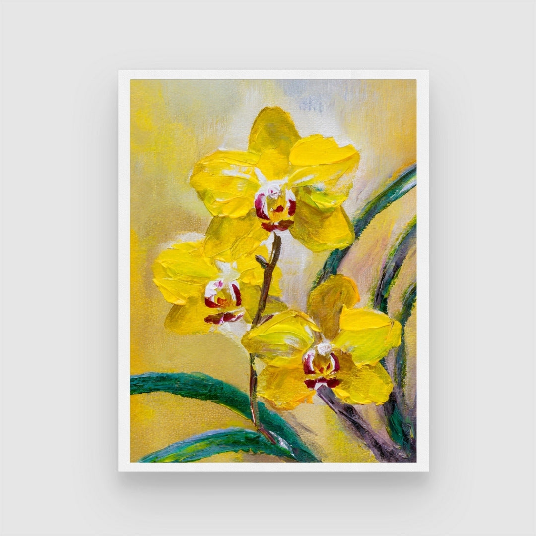 Orchid Flower Abstract Art – Vibrant Wall Decor – MeriDeewar 3 : 4 Vertical New Premium Wall Art Canvas by MeriDeewar