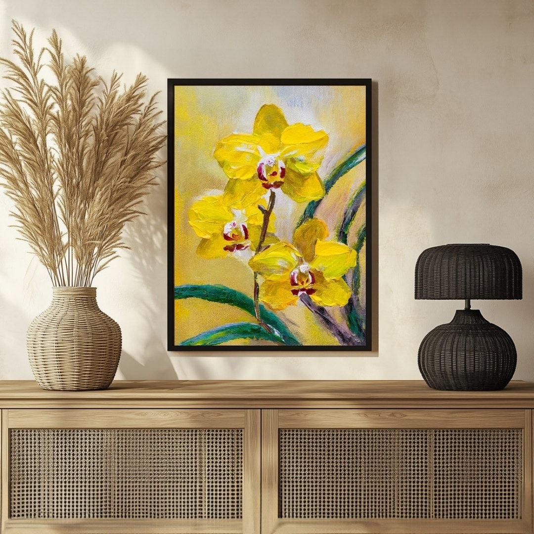 Orchid Flower Abstract Art – Vibrant Wall Decor – MeriDeewar 3 : 4 Vertical New Premium Wall Art Canvas by MeriDeewar