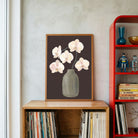 Orchids in Espresso | Modern Minimalist Orchid Still Life Wall Art 3 : 4 Vertical Premium Wall Art Canvas by MeriDeewar