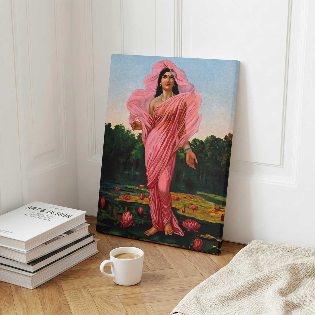 Padmini Painting by Raja Ravi Varma – Royal Grace and Indian Feminine Beauty | MeriDeewar 2 : 3 Vertical Premium Wall Art Canvas by MeriDeewar