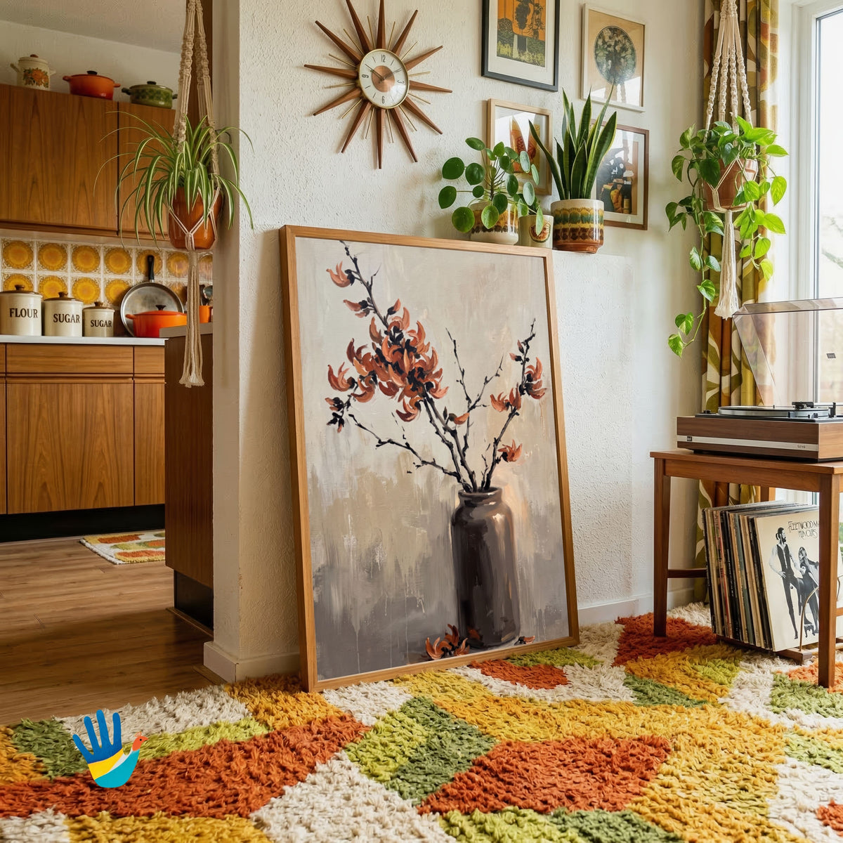Palash in a Tall Jar | Flame of Forest Floral Art 2 : 3 Vertical Premium Wall Art Canvas by MeriDeewar