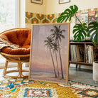 Palms at Evening | Coastal Dusk Landscape Art 3 : 4 Vertical Premium Wall Art Canvas by MeriDeewar