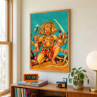 Panchmukhi Hanuman Painting for Home | Spiritual Wall Art by Raja Ravi Varma | Framed Print 3 : 4 Vertical Premium Wall Art Canvas by MeriDeewar