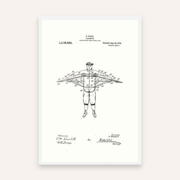Parachute & Man Vintage 1914 Patent Print | Vertical Framed Wall Art 2 : 3 Vertical Premium Wall Art Canvas by MeriDeewar