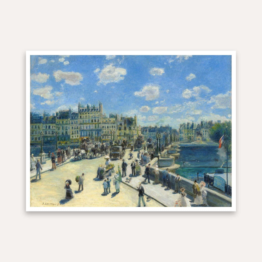 Paris Scenery Painting for Living Room | Renoir Pont Neuf Impressionist Wall Art 4 :5 Vertical Premium Wall Art Canvas by MeriDeewar