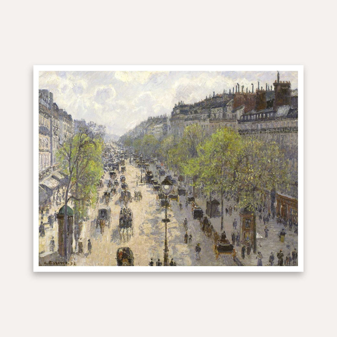 Paris Street Scenery Painting for Living Room | Impressionist Wall Art | Giclée Print 5 : 4 Horizontal Premium Wall Art Canvas by MeriDeewar