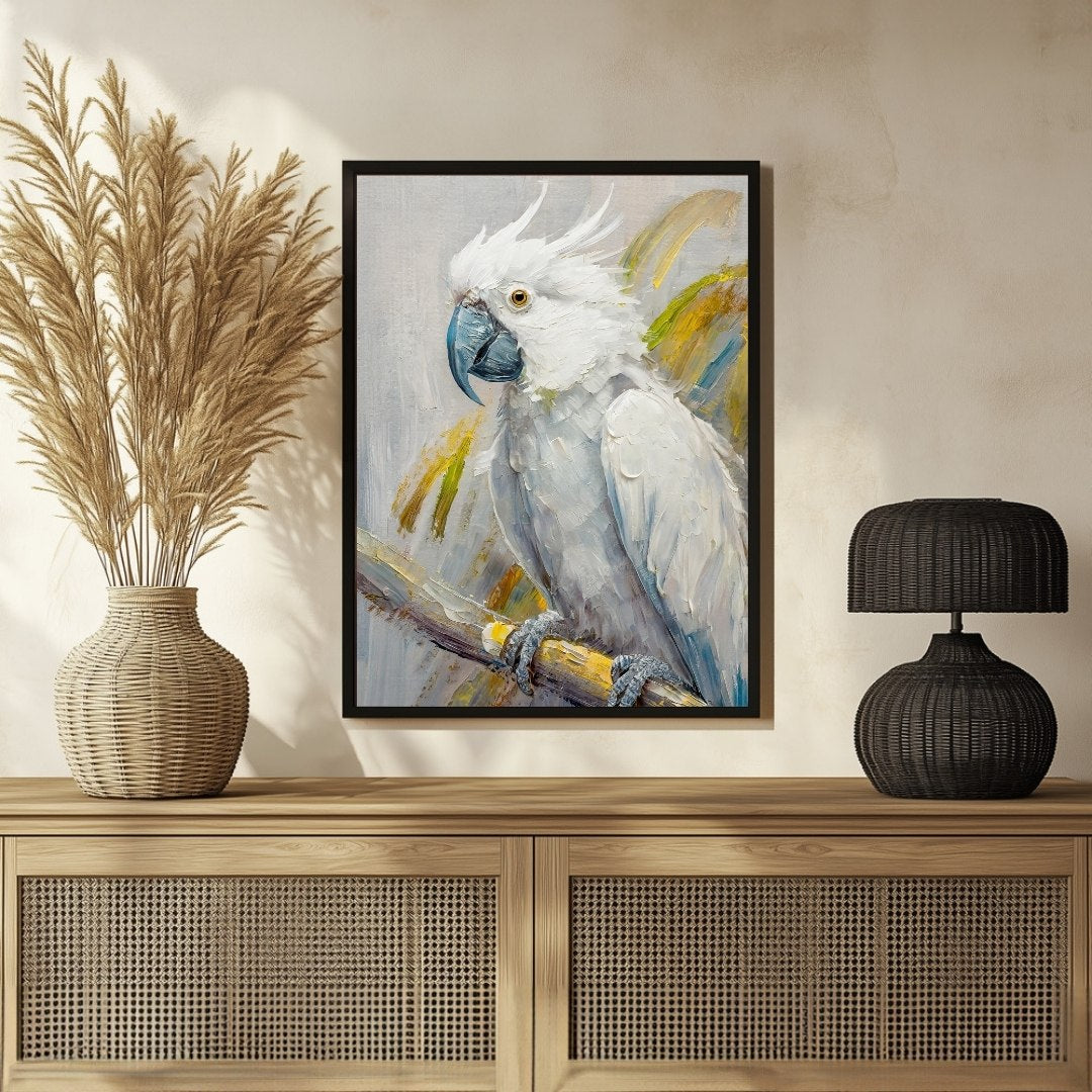 Parrot Bird Art - Abstract Painting for Modern Interiors 3 : 4 Vertical New Premium Wall Art Canvas by MeriDeewar