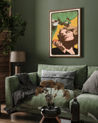 Parrot with Blonde Woman Poster 3 : 4 Vertical New Premium Wall Art Canvas by MeriDeewar